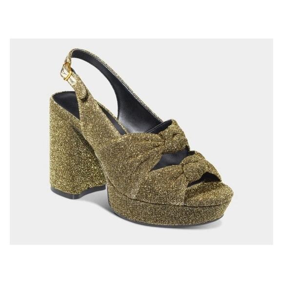Aerosoles Sandals Nadia Gold Metallic Textured‎ Heeled Women’s Size 10 - Picture 1 of 10